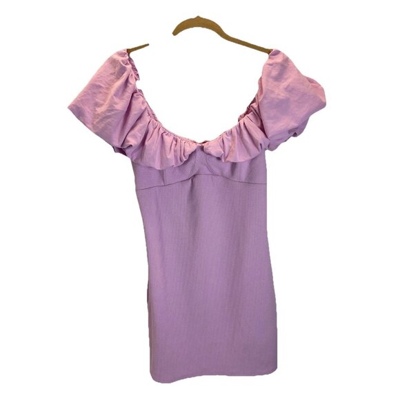 Free People Beach Talia‎ Mini Dress Purple Sz LG ruffled flounce summer feminine - Picture 2 of 8